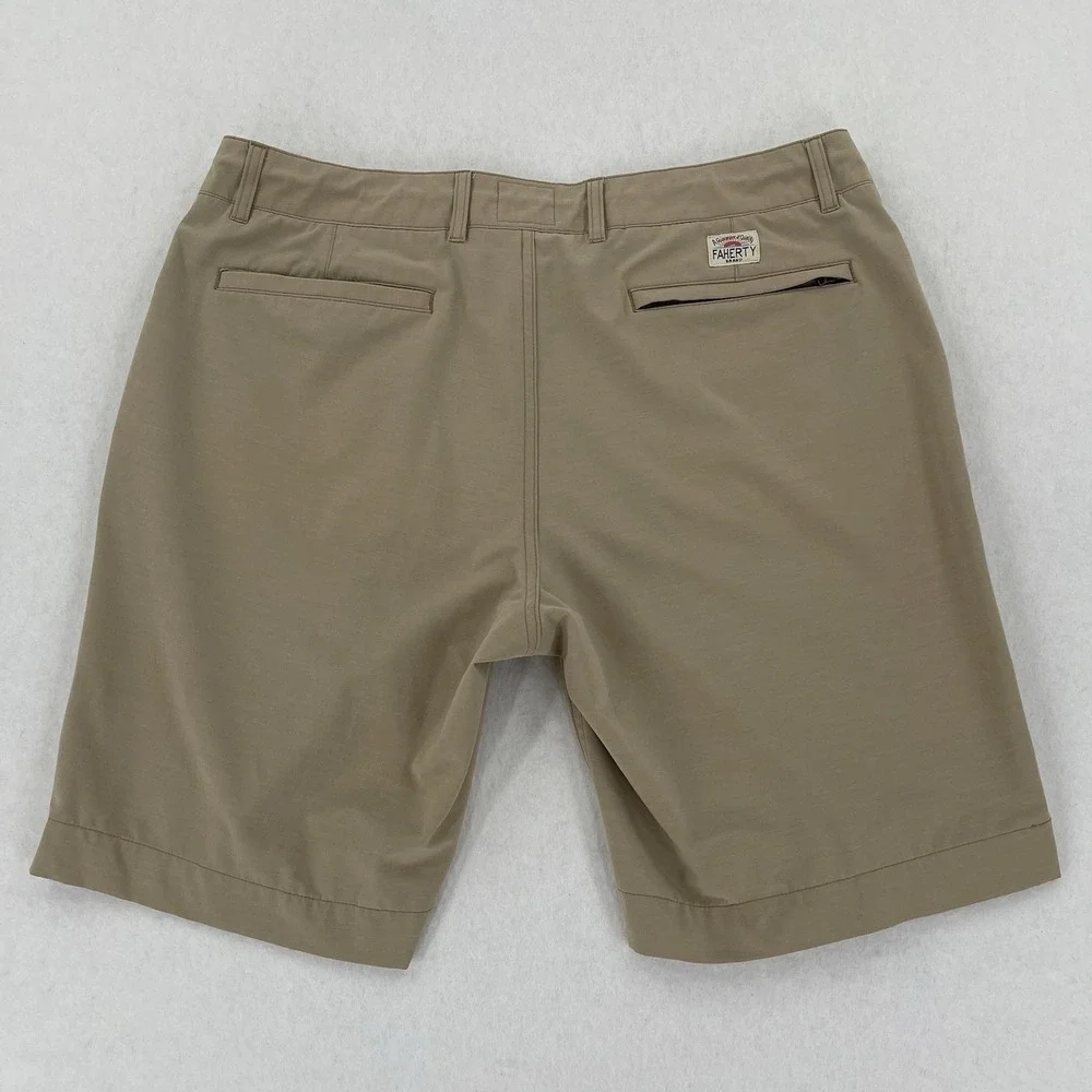 Faherty All Day Shorts Mens 35 Beige Drawstring 8